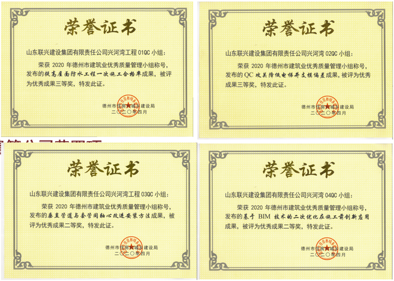 建筑公司獲四項(xiàng)2020年度市級(jí)QC質(zhì)量獎(jiǎng)項(xiàng)